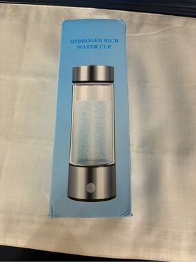 Hydrogen Rich Water Bottle - Stainless Steel & Clear Glass - NIB
